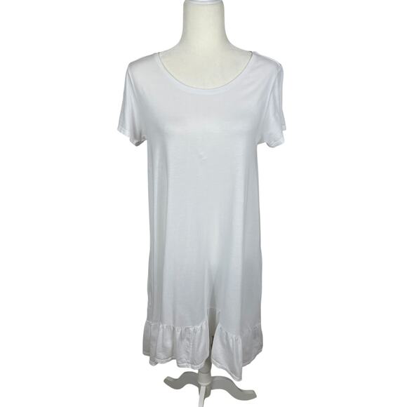 Peruvian Connection Pima Cotton Ruffled Midi Dress Cottage Boho White Sz Small - Picture 1 of 14